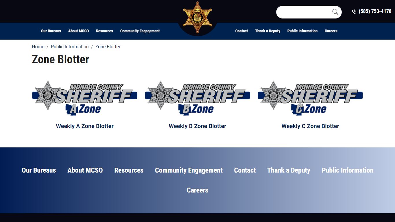 Zone Blotter | Monroe County Sheriff